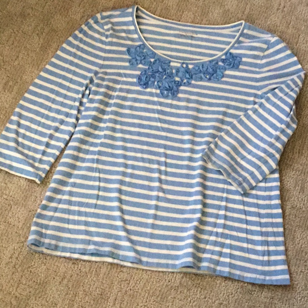 Charter Club Size L Blue/White striped top